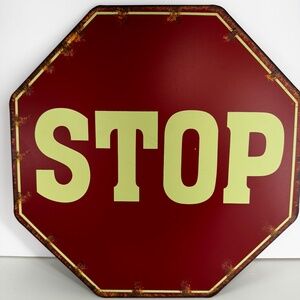 Vintage Metal STOP Sign – 12” Collectible Wall Decor
